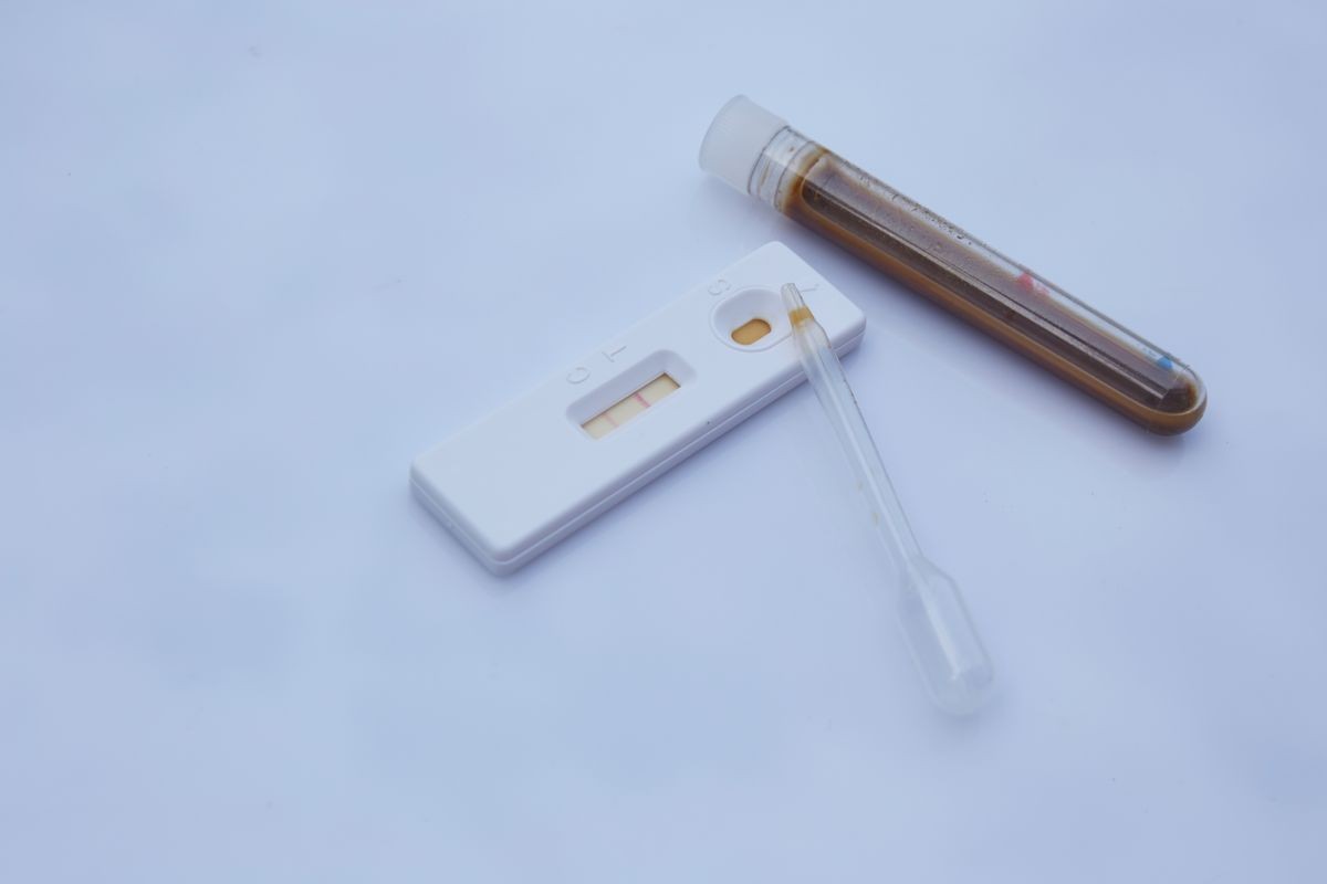 Steroid drug test kit on white background